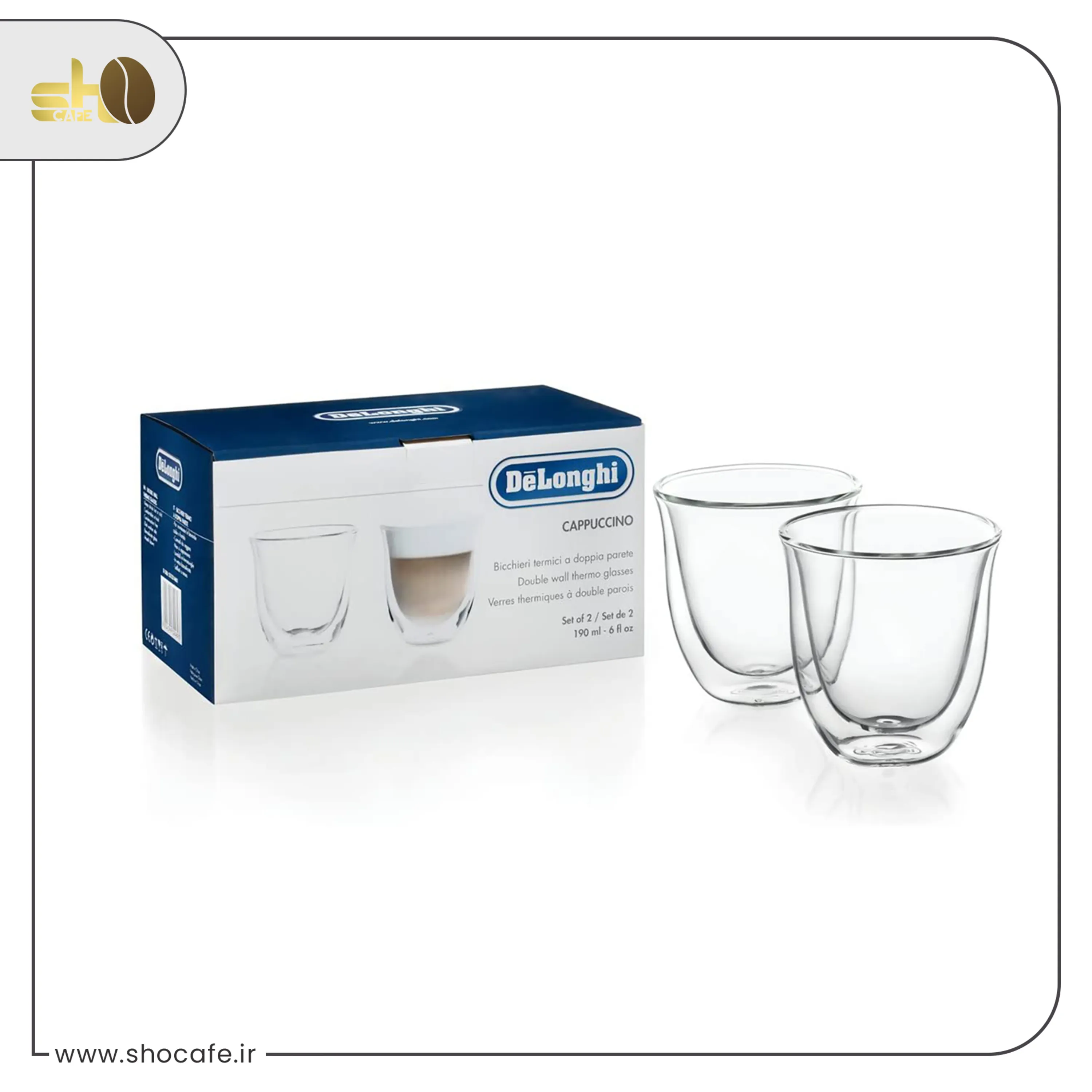 فنجان دوجداره دلونگی کاپوچینو ست 2 عددی فنجان دوجداره دلونگی کاپوچینو از جنس بلور کریستال